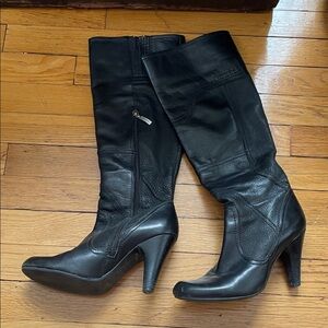 GUESS Black Leather Heeled Boots
